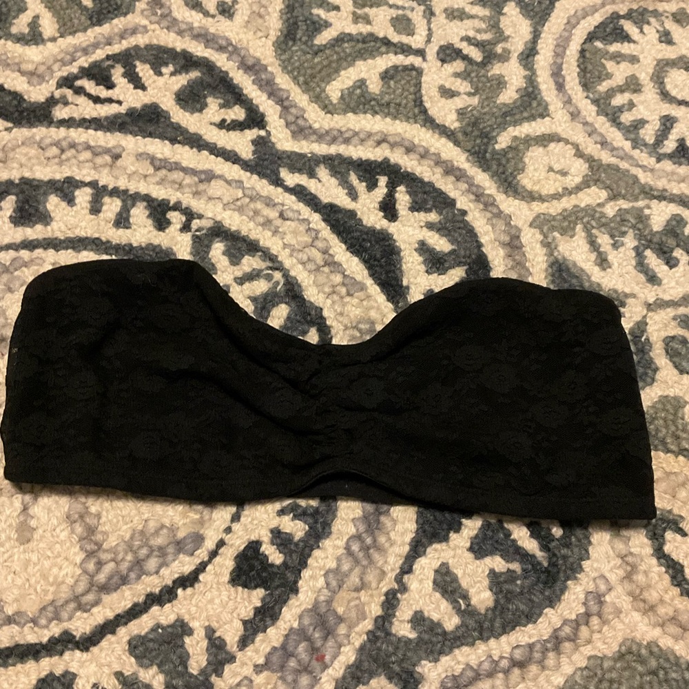 PINK Victoria’s Secret Black Lace Bralette Strapless Size L NWOT
